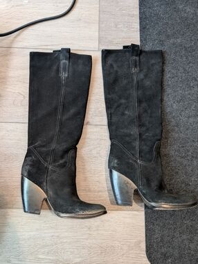 Black Suede Mid-Calf Women's Boots
